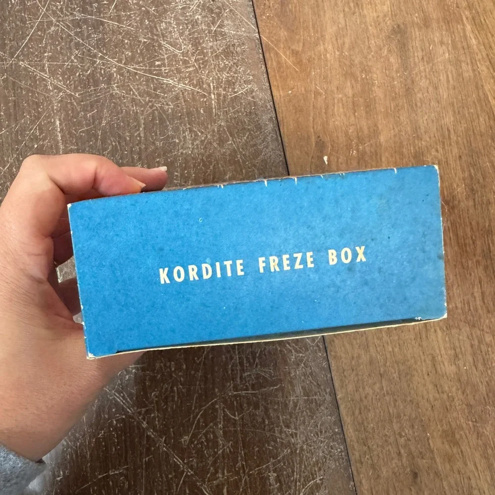 Vintage Kordite Freze Box One Quart‎ Vegetable Fruit Blue Red Decor